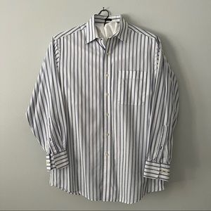 Striped Navy and White Button Down Shirt by Tommy Hilfiger